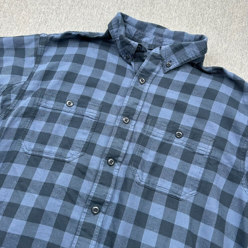 Duluth Trading Button Down Long Sleeve Flannel Shirt Mens Large Blue Untucked